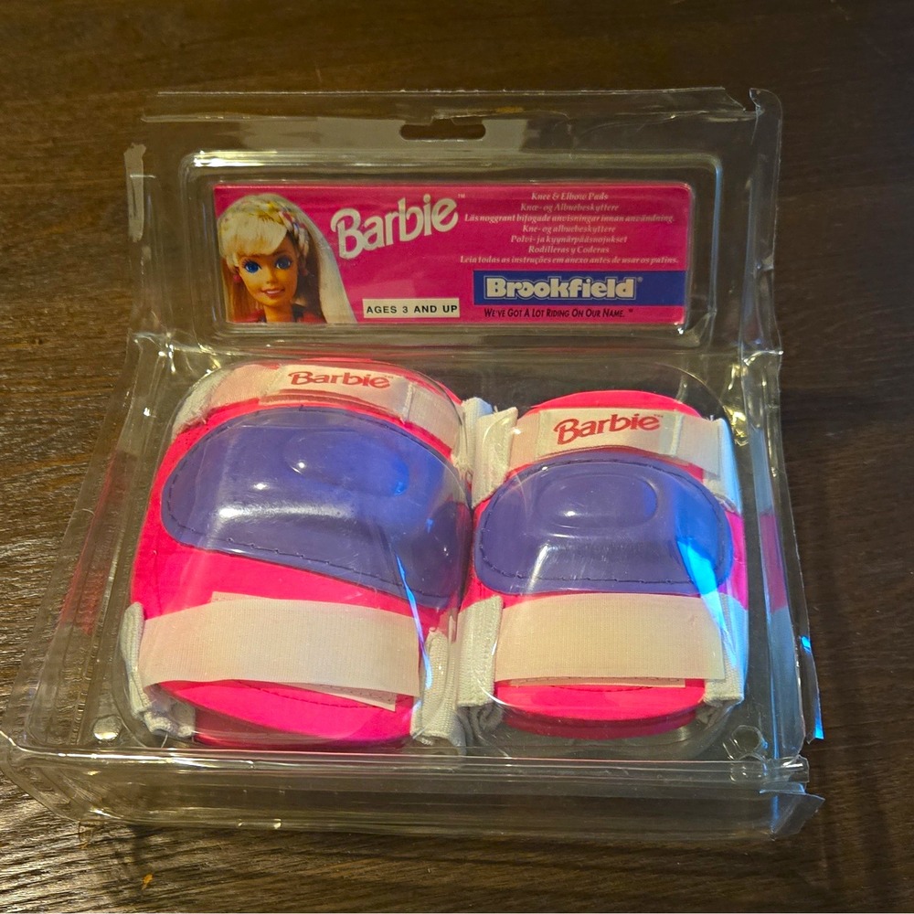 Vintage 90s Barbie Brookfield Pink Purple Knee Elbow Pads Protective Gear 9971